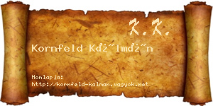 Kornfeld Kálmán névjegykártya