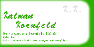 kalman kornfeld business card